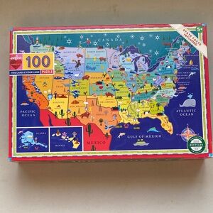 100 Piece USA Map Puzzle for Kids - Multicolor